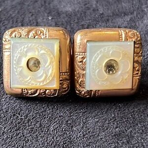 Antique ACME rose gold tone mother of pearl cuff links